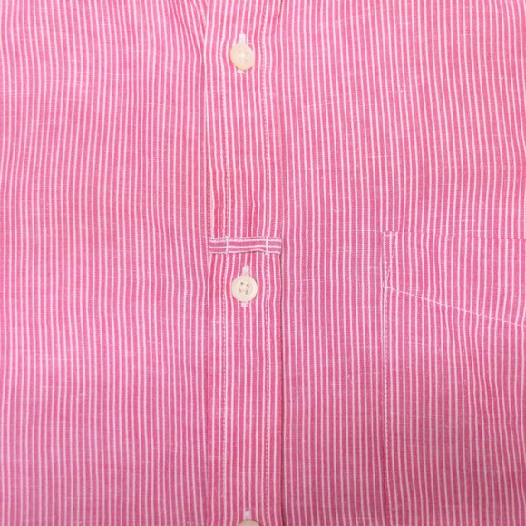 BANANA REPUBLIC REGULAR FIT LINEN SHIRT PINK & WHITE STRIPE Sz X-LARGE, XL - Picture 3 of 5